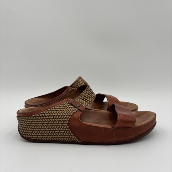 Fitflop Shoes - FitFlop Amsterdam Brown Leather Sandals Size 9 Comfort Vacation Casual Slip On